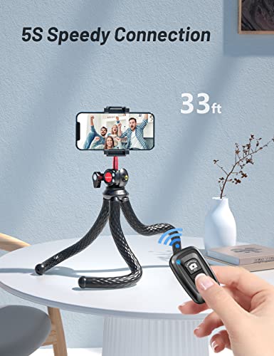 Phone Tripod Stand with Upgraded Phone Clip, Tupwoon Flexible Tripod for iPhone and Android Cell Phone, Portable Phone Stand for Video Recording, Camera, GoPro