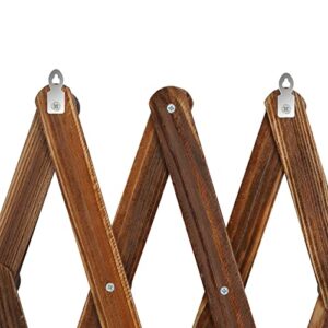 TRSPCWR 2 Pack Accordion Wall Hanger, Expandable Coat Rack Wall Mounted, Solid Wooden Wall Hat Rack, Wood Hat Hanger for Hanging Coat, Hats, Caps, Mugs, 10 Peg, Brown