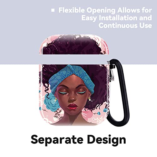 Compatible with AirPods 2/1 Case Cover for Airpods 2nd/1st Generation Charging Case Silicone Protective Accessories Skin with Keychain Black Girl