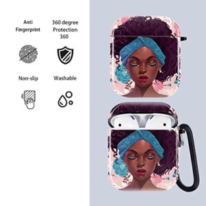 Compatible with AirPods 2/1 Case Cover for Airpods 2nd/1st Generation Charging Case Silicone Protective Accessories Skin with Keychain Black Girl