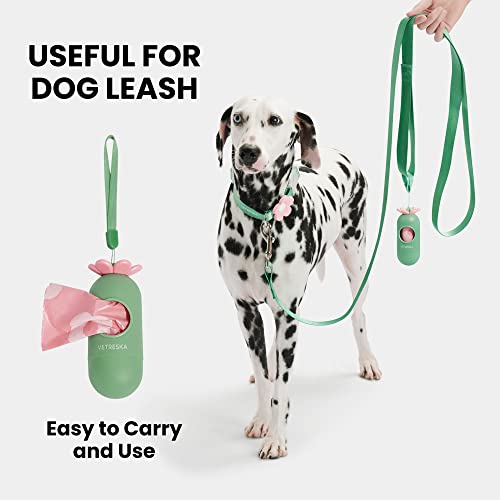 VETRESKA Dog Poop Bag Dispenser with Lavender Scented Dog Waste Bags, Extra Thick and Compostable Pet Waste Bag, 105 Bags with Unique Flower Shape Dog Poop Bag Holder for Dogs