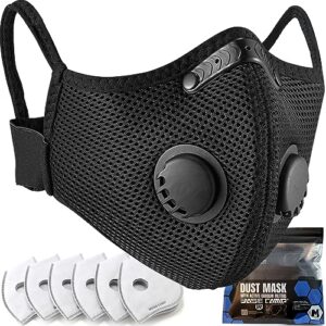 base camp m plus dust mask, breathable reusable face mask with 6 activated carbon filters for woodworking construction mowing grinding (modern1)