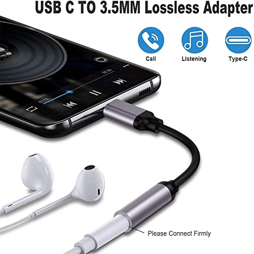 USB Type C to 3.5mm Female Headphone Jack Adapter+Type C Male to 3.5mm Male Jack Adapter