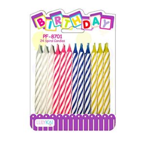 llilykai multicolor spiral birthday candles 24ct yellow,blue,multicolor,white,pink small & light