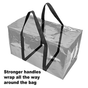 BAG-THAT! 6 Black Moving Bags Extra Large Heavy Duty Storage Bags Zippered Top Handles Wrap Bag Totes For Storage Packing Bags Moving Supplies Packing Supplies for Moving Moving Boxes Plastic Tote
