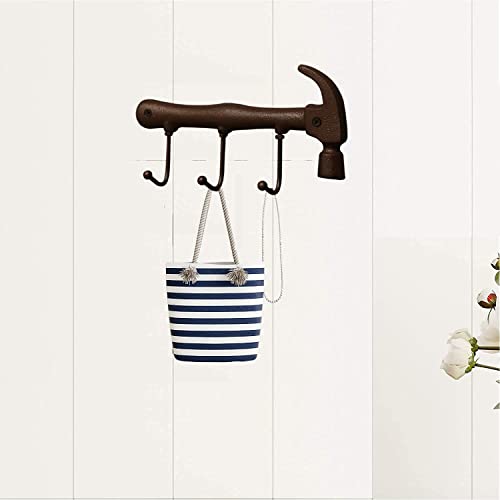 WDOPEN-Hammer cast iron hook,Keys Holder Hammer Hook,Hammer-shaped coat hook,Decorative Wall Mounted Retro Vintage Style Hanger (Hammer Shape Hook)