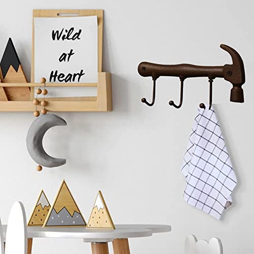 WDOPEN-Hammer cast iron hook,Keys Holder Hammer Hook,Hammer-shaped coat hook,Decorative Wall Mounted Retro Vintage Style Hanger (Hammer Shape Hook)