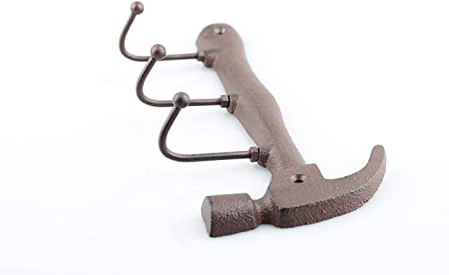 WDOPEN-Hammer cast iron hook,Keys Holder Hammer Hook,Hammer-shaped coat hook,Decorative Wall Mounted Retro Vintage Style Hanger (Hammer Shape Hook)