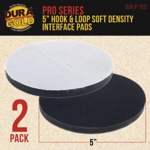 Dura-Gold Pro Series 5" x 10mm Soft Density Interface Pad, 2 Pack - Hook & Loop Foam Protection Cushion, Used Between Sander Sanding Discs, Polisher Polishing Pads & Backing Pads - Auto Car Detailing