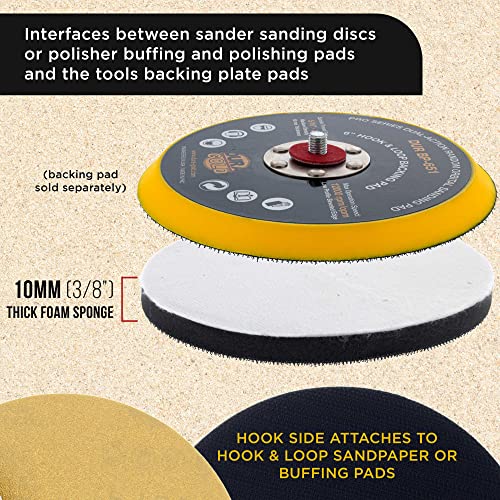 Dura-Gold Pro Series 6" x 10mm Soft Density Interface Pad, 2 Pack - Hook & Loop Foam Protection Cushion, Used Between Sander Sanding Discs, Polisher Polishing Pads & Backing Pads - Auto Car Detailing