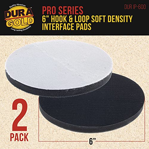 Dura-Gold Pro Series 6" x 10mm Soft Density Interface Pad, 2 Pack - Hook & Loop Foam Protection Cushion, Used Between Sander Sanding Discs, Polisher Polishing Pads & Backing Pads - Auto Car Detailing