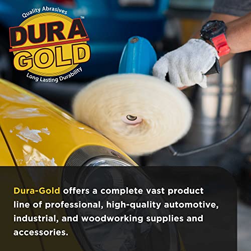 Dura-Gold 3 Pack of 8 Wool Hook & Loop Grip Buffing Pads with a 7" Flexible Edge Backing Plate - Compound Cutting, Polishing - Fits Auto Car Detailing Polisher Sanders - Paint, Boat