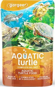 gargeer 3oz aquatic turtle food for advanced breeders only. complete gel diet for hatchlings, juveniles & adults. made in the usa using premium ingredients, growth enhancing fortified gourmet formula