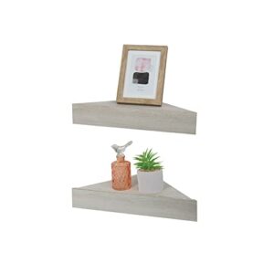 kiera grace set of two rustic & farmhouse modern decorative engineered wood chunky floating triangle corner wall shelves for home & office, 11.8” x 2.8", weathered grey (fn01523-5)