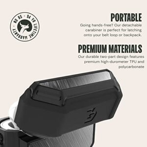 Black/Gun Metal Aluminum Groove Case by Groove Life - Airpod Pro Compatible Case with Carabiner, Charging Light Visible, Wireless Charging Compatible, Total Protection with Lifetime Coverage