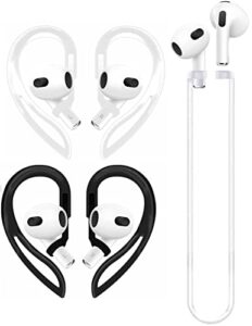 bllq airpod 3 anti slip ear hooks and anti lost strap set, muti-dimensional adjustable ear hook 2 pairs and anti drop strap 1 pcs compatible with airpods pro airpods 3 2 1 gen (2+1)