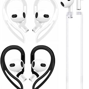 BLLQ AirPod 3 Anti Slip Ear Hooks and Anti Lost Strap Set, Muti-Dimensional Adjustable Ear Hook 2 Pairs and Anti Drop Strap 1 PCS Compatible with AirPods Pro AirPods 3 2 1 Gen (2+1)