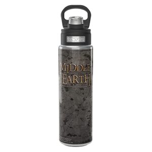 tervis warner brothers - lord of the rings middle earth triple walled insulated tumbler travel cup keeps drinks cold, 24oz wide mouth bottle, stainless steel