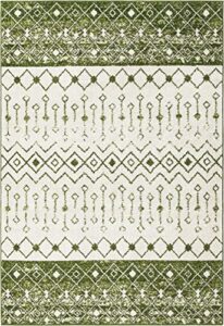 rugs.com moroccan trellis collection rug – 6' x 9' ivory green medium rug perfect for bedrooms, dining rooms, living rooms