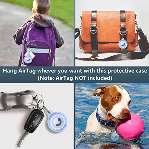 2 Pack IPX8 Waterproof AirTag Keychain Holder Case, Lightweight, Anti-Scratch, Easy Installation,Soft Full-Body Shockproof Air Tag Holder for Luggage,Keys, Dog Collar-Blue