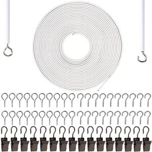 white curtain wire 10 meter wall decor picture hanging kit with 20 pairs of screw eyes and hooks 16 clips for net curtain rods clothesline hanging decor