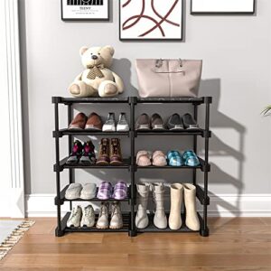 VIZUN 9 Tier Shoe Rack for Entryway, 4 Thickened Steel Pipes per Layer, Vertical Shoe Organizer Storage Free Standing, Sturdy Multi Function Metal Shoe Shelf Black