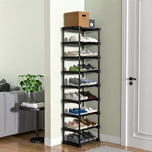 VIZUN 9 Tier Shoe Rack for Entryway, 4 Thickened Steel Pipes per Layer, Vertical Shoe Organizer Storage Free Standing, Sturdy Multi Function Metal Shoe Shelf Black