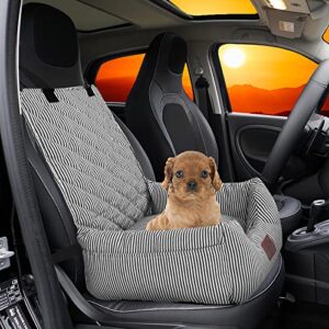 fareyy dog car seat for small dogs, pet booster seat fully detachable washable dog seat for car travel dog bed with storage pockets and clip-on safety leash