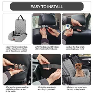 FAREYY Dog Car Seat for Small Dogs, Pet Booster Seat Fully Detachable Washable Dog Seat for Car Travel Dog Bed with Storage Pockets and Clip-On Safety Leash