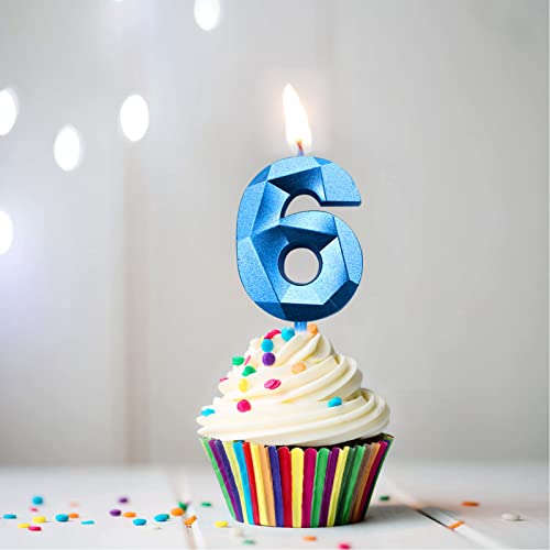 BLUE TOP 2.8 Inch Birthday Cake Candles Number Candles 3D Design Birthday Candles for Cake,Cake Topper Decoration for Kids,Adults,Party,Anniversary,Milestone Age.(DIY Blue Number 3)