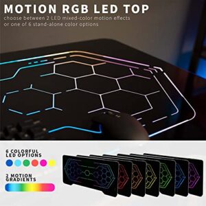 VIVO 48 x 24 inch PC Gaming Desk with Breathing RGB Geo-Honeycomb LED Lights, Tempered Glass Desktop, Steel Frame, Gamer Table Workstation, Cup Holder, Headphone Hook, Black, DESK-GM48BG