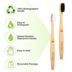 PHSZZ 12 Pack Bamboo Toothbrushes, Natural Eco-Friendly Soft Bristles Bamboo Toothbrush, BPA Free Biodegradable Compostable Charcoal Organic Green Wooden Toothbrushes, Numbered for Easy Recognition