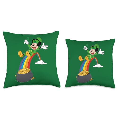 Disney Mickey Mouse Rainbow Green St. Patrick’s Day Throw Pillow, 16x16, Multicolor