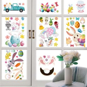 UOMNICUE Rabbit Window Clings, Double Sides Static Animals Bunny Window Stickers for Glass Windows, 9 Sheets 114 PCS Spring Cute Bunny Egg Windows Stickers Decals for Home Office Glass Door Window Decoration