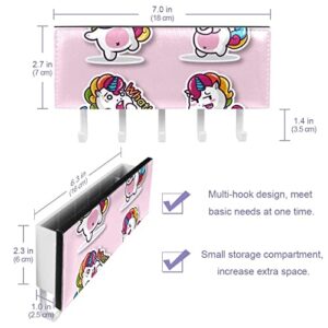 Cute Lovely Pink Unicorn Baby Rack Organizer with 5 Hooks Wall Bathroom Kitchen Shelf Rack Multifunctional Storage Shelf