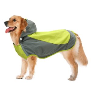 Hooded Dog Raincoat, Portable Pet Waterproof Jacket Coats,Pet Raincoat with Reflective Strips for Large/Medium Dogs Puppies Outdoor,Green