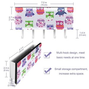 Colorful Buho Owl Pattern Rack Organizer with 5 Hooks Wall Bathroom Kitchen Shelf Rack Multifunctional Storage Shelf