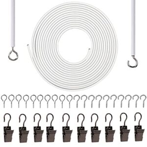 white curtain wire 6 meter wall decor picture hanging kit with 10 curtain clips 10 pairs of screw eyes and hooks for net curtain rods