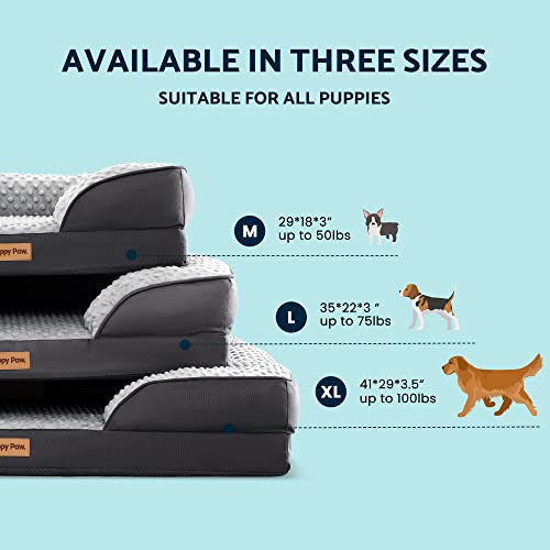 Puppy Bed for Small and Medium Dogs & Cats, Waterproof Lining for Indoor, Outdoor, and in-Car Use, Removable Washable Cover with Zipper (28" x 23" x 7", Up to 50LBs)