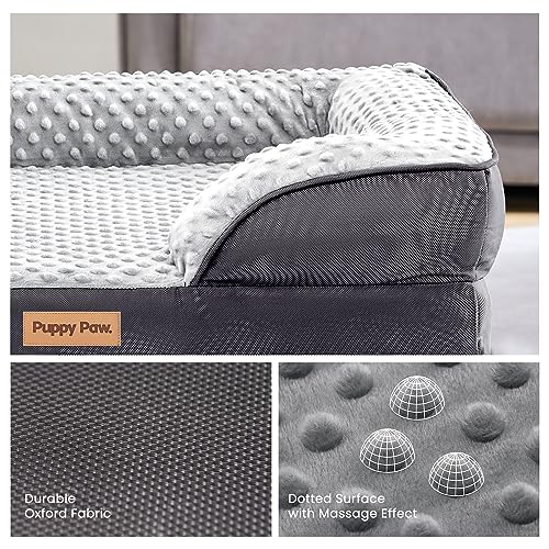 Puppy Bed for Small and Medium Dogs & Cats, Waterproof Lining for Indoor, Outdoor, and in-Car Use, Removable Washable Cover with Zipper (28" x 23" x 7", Up to 50LBs)