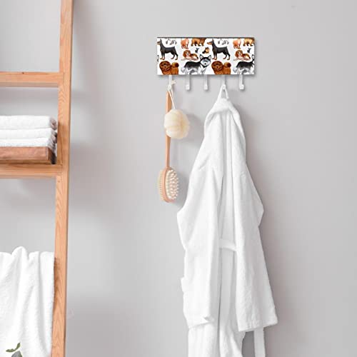 Cute Husky Dog Chihuahua Shar Pei Puppy Rack Organizer with 5 Hooks Wall Bathroom Kitchen Shelf Rack Multifunctional Storage Shelf