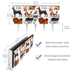 Cute Husky Dog Chihuahua Shar Pei Puppy Rack Organizer with 5 Hooks Wall Bathroom Kitchen Shelf Rack Multifunctional Storage Shelf