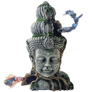 GXXMEI Buddha Head Statue Aquarium Decorations Resin Fish Hideout Betta Cave for Large Fish Tank Ornaments Betta Sleep Rest Hide Play Breed for 20 30 Gallon Aquarium