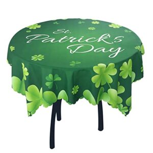 jyxiubs round st patrick's day tablecloth - irish clover decoration waterproof table cloth, fabric spring holiday table cover for dining and indoor/outdoor, 60 inch