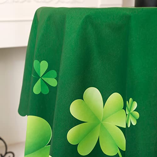 JYXIUBS Round St Patrick's Day Tablecloth - Irish Clover Decoration Waterproof Table Cloth, Fabric Spring Holiday Table Cover for Dining and Indoor/Outdoor, 60 Inch