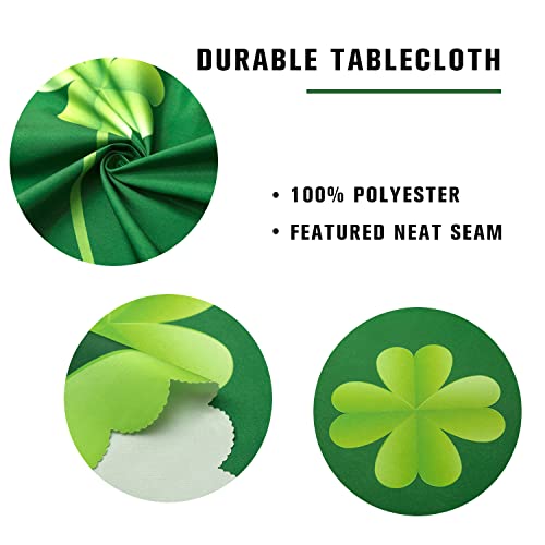 JYXIUBS Round St Patrick's Day Tablecloth - Irish Clover Decoration Waterproof Table Cloth, Fabric Spring Holiday Table Cover for Dining and Indoor/Outdoor, 60 Inch