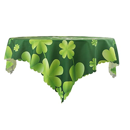 JYXIUBS Round St Patrick's Day Tablecloth - Irish Clover Decoration Waterproof Table Cloth, Fabric Spring Holiday Table Cover for Dining and Indoor/Outdoor, 60 Inch