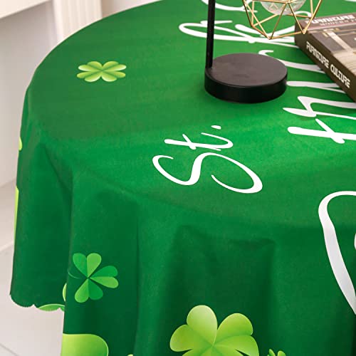 JYXIUBS Round St Patrick's Day Tablecloth - Irish Clover Decoration Waterproof Table Cloth, Fabric Spring Holiday Table Cover for Dining and Indoor/Outdoor, 60 Inch