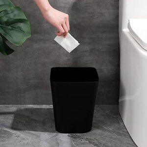 rejomiik Small Trash Can, Plastic Slim Waste Basket 1.6 Gallon Garbage Can Container Bin for Bathroom, Office, Bedroom, Home, Kids Rooms, Kitchen, Square, Black