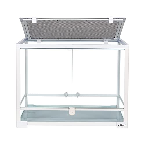 OIIBO 34 Gallon Reptile Tank, 24" x 18" x 18" Front Opening Reptile Terrarium for Reptiles Amphibians Pets, Bearded Dragon Lizard Gecko Snake Tank Reptile Glass Terrariums